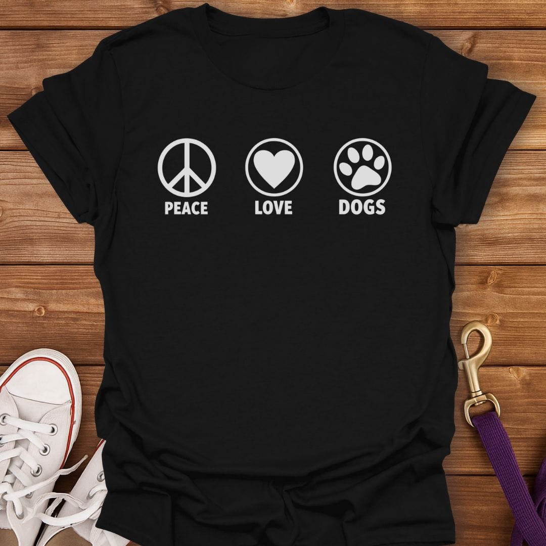 Peace Love Dogs Icons T-Shirt Black / S