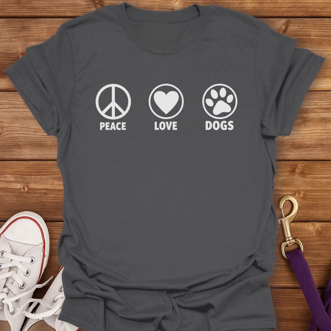 Peace Love Dogs Icons T-Shirt Charcoal / S