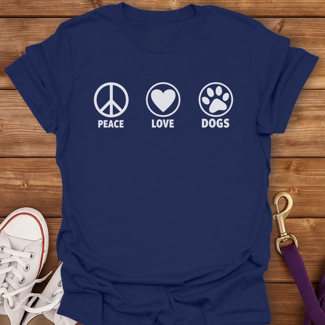 Peace Love Dogs Icons T-Shirt Navy / S