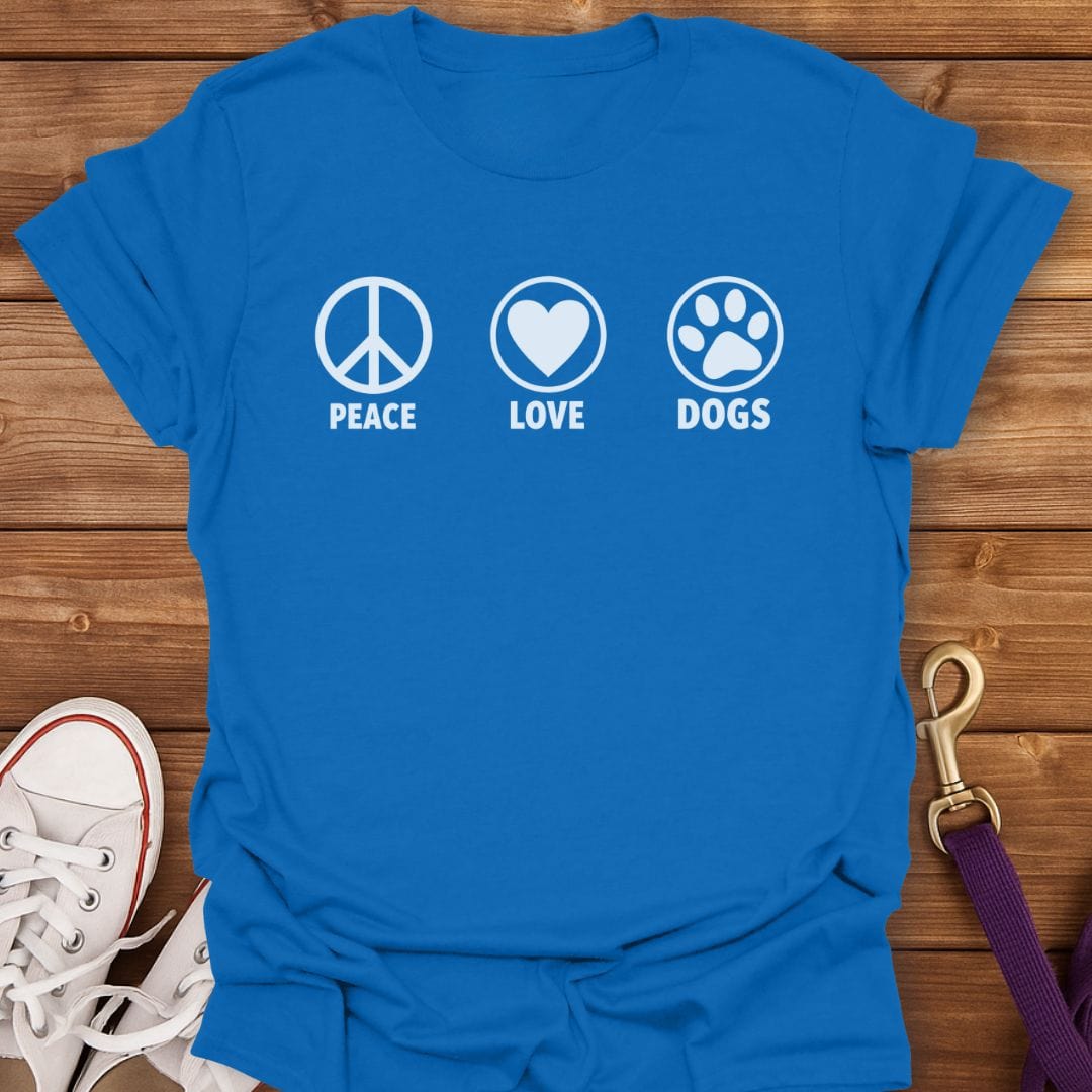 Peace Love Dogs Icons T-Shirt Royal / S