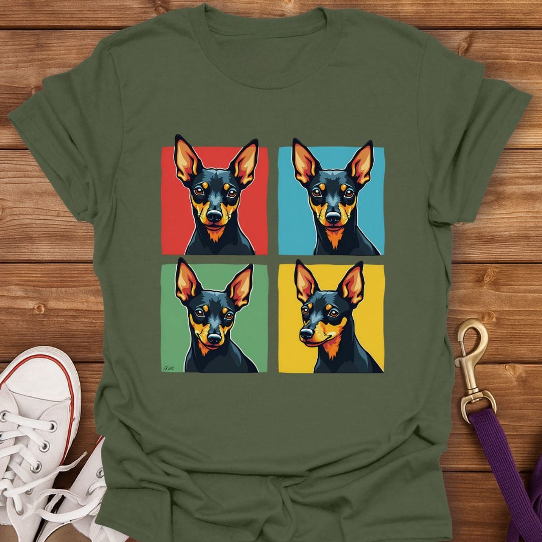 Pop Art Miniature Pinscher T-Shirt Military Green / S
