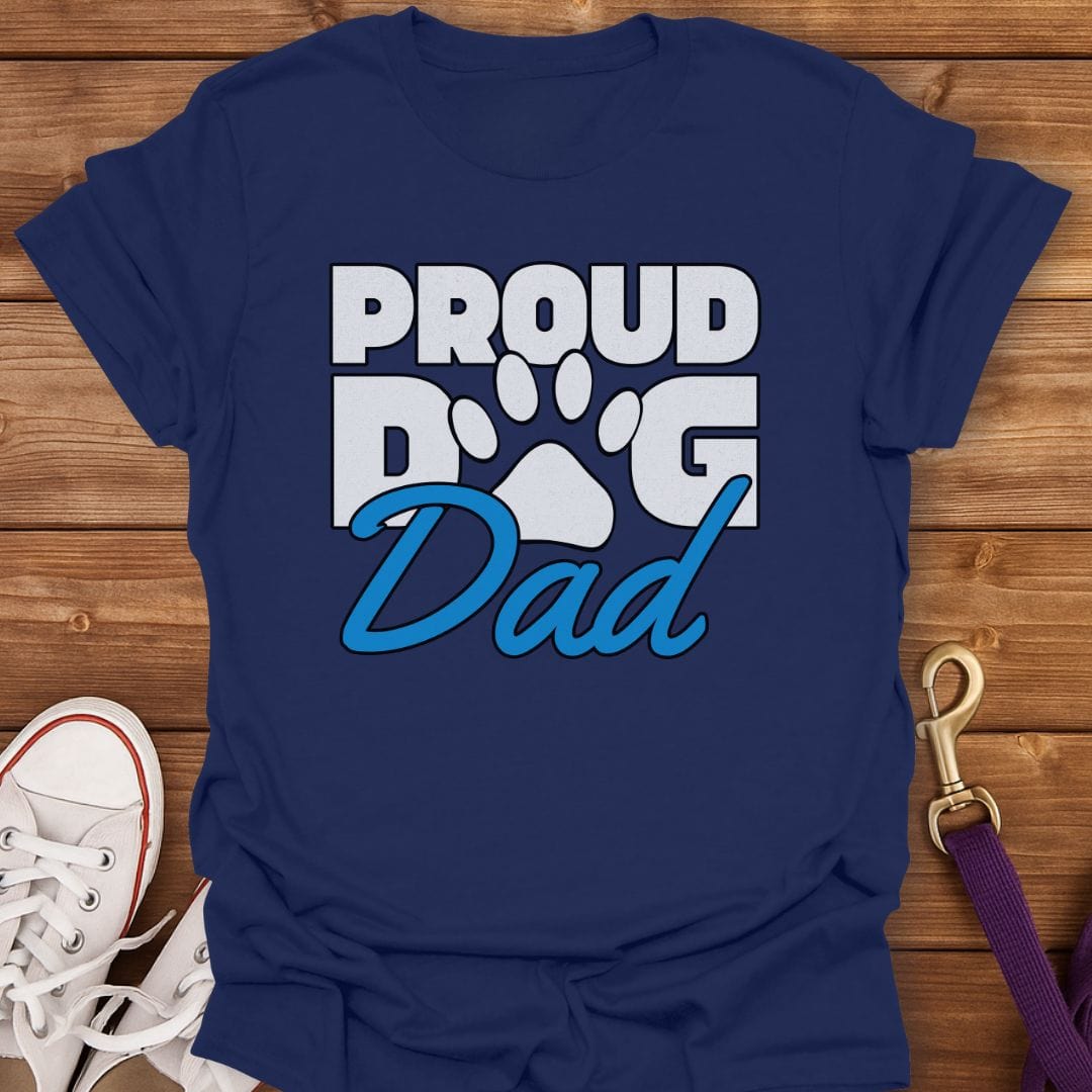 Proud Dog Dad Paw Print T-Shirt Navy / S