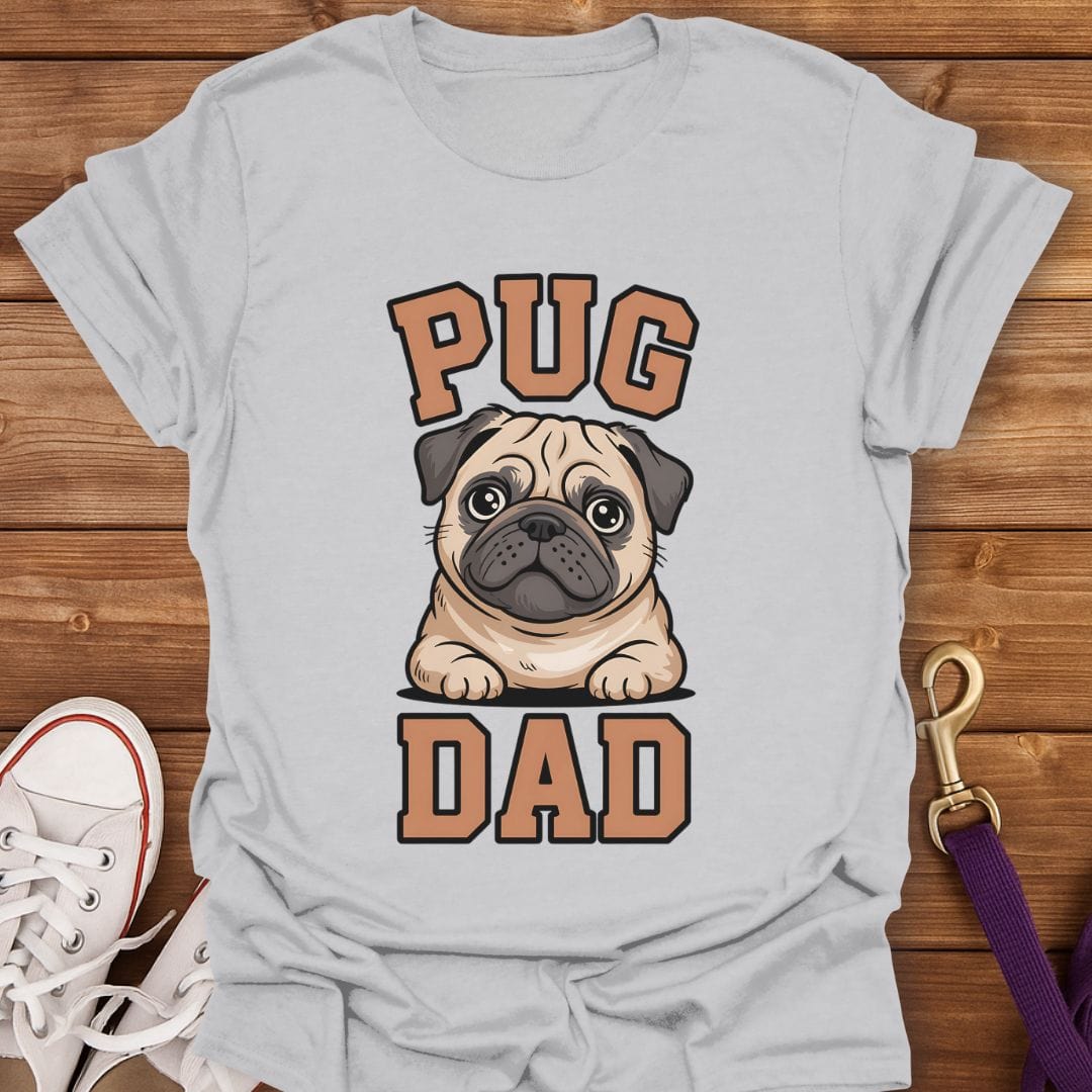 Pug Dad Chill Pup T-Shirt Ice Grey / S