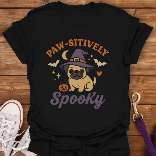 Pug Paw-sitively Spooky T-Shirt Black / S