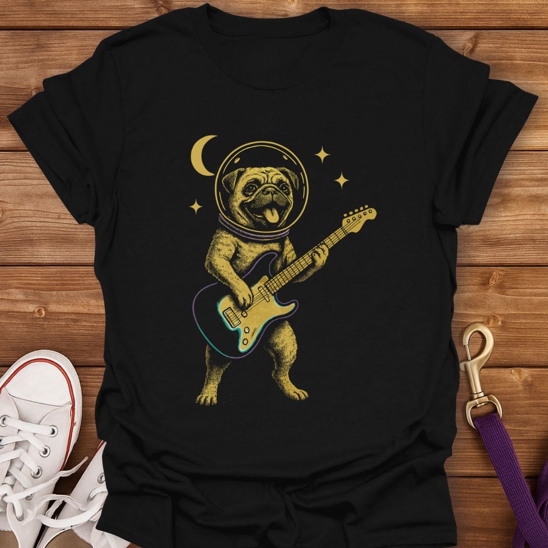 Pugstronaut Rock Star T-Shirt Black / S
