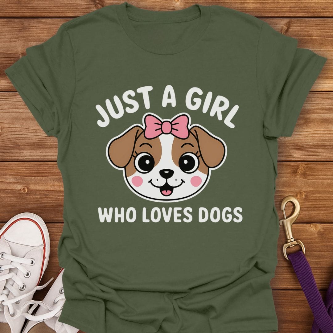 Puppy Love Girl Power T-Shirt Military Green / S