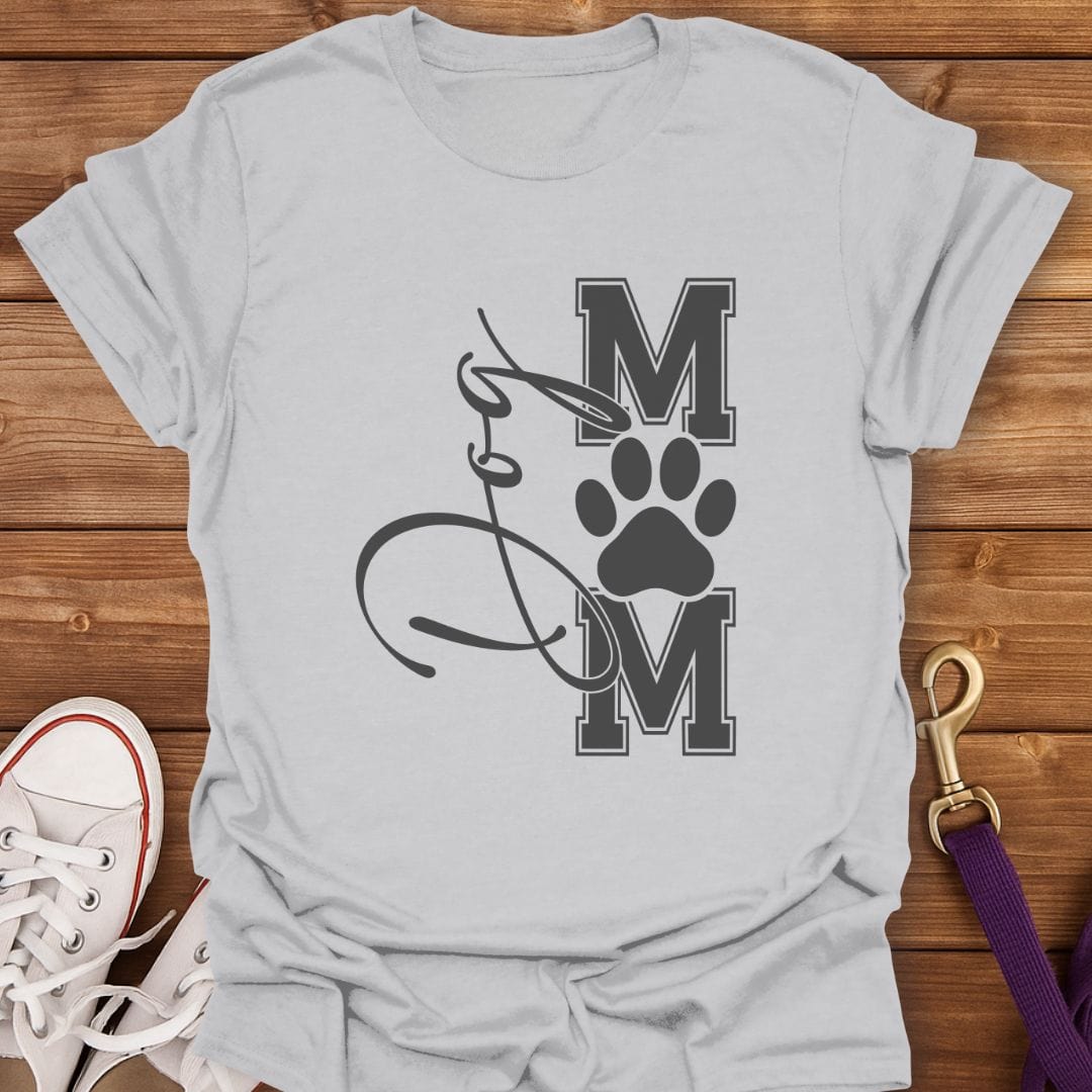 Script & Paw Dog Mom T-Shirt Ice Grey / S