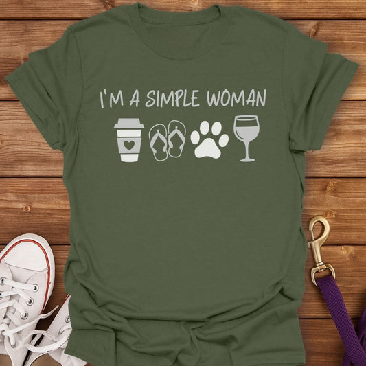 Simple Woman Dog Life T-Shirt Military Green / S
