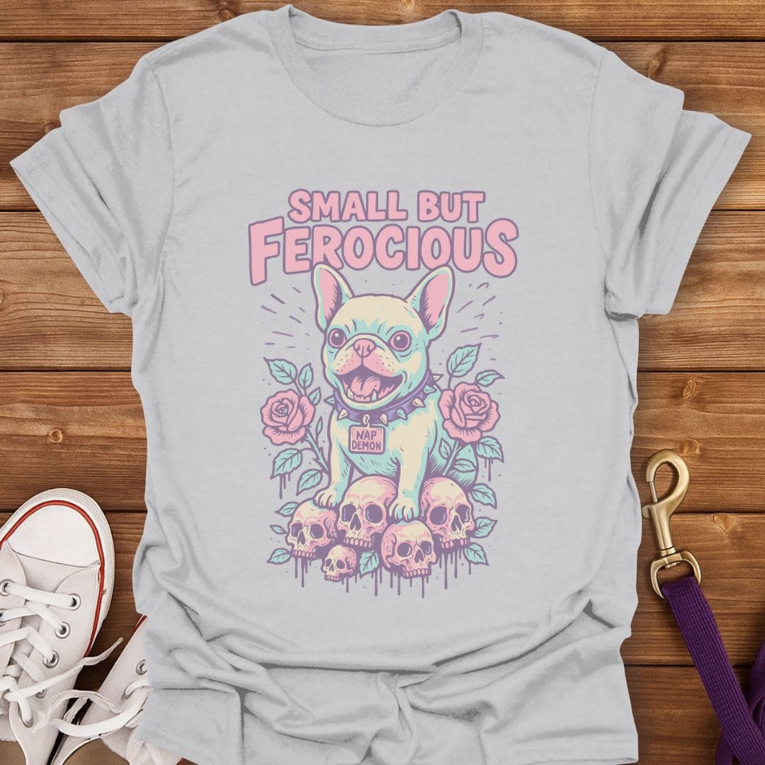Small But Ferocious Frenchie T-Shirt Ice Grey / S