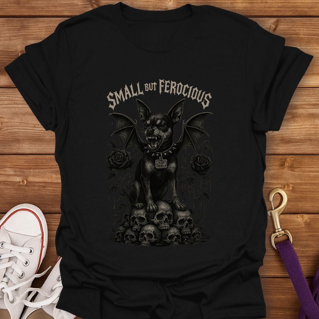 Small But Ferocious Min Pin T-Shirt Black / S