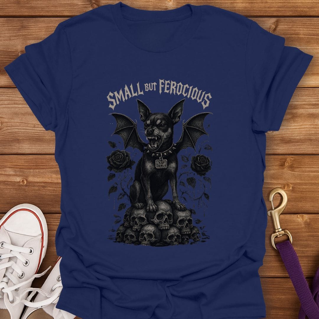 Small But Ferocious Min Pin T-Shirt Navy / S