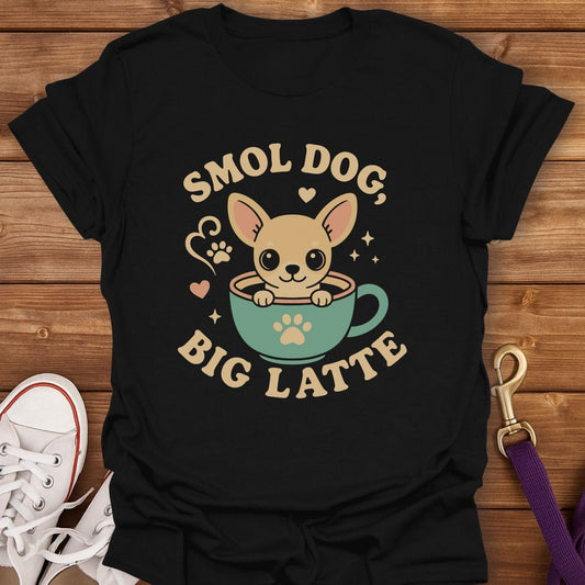 Smol Dog Big Latte T-Shirt Black / S