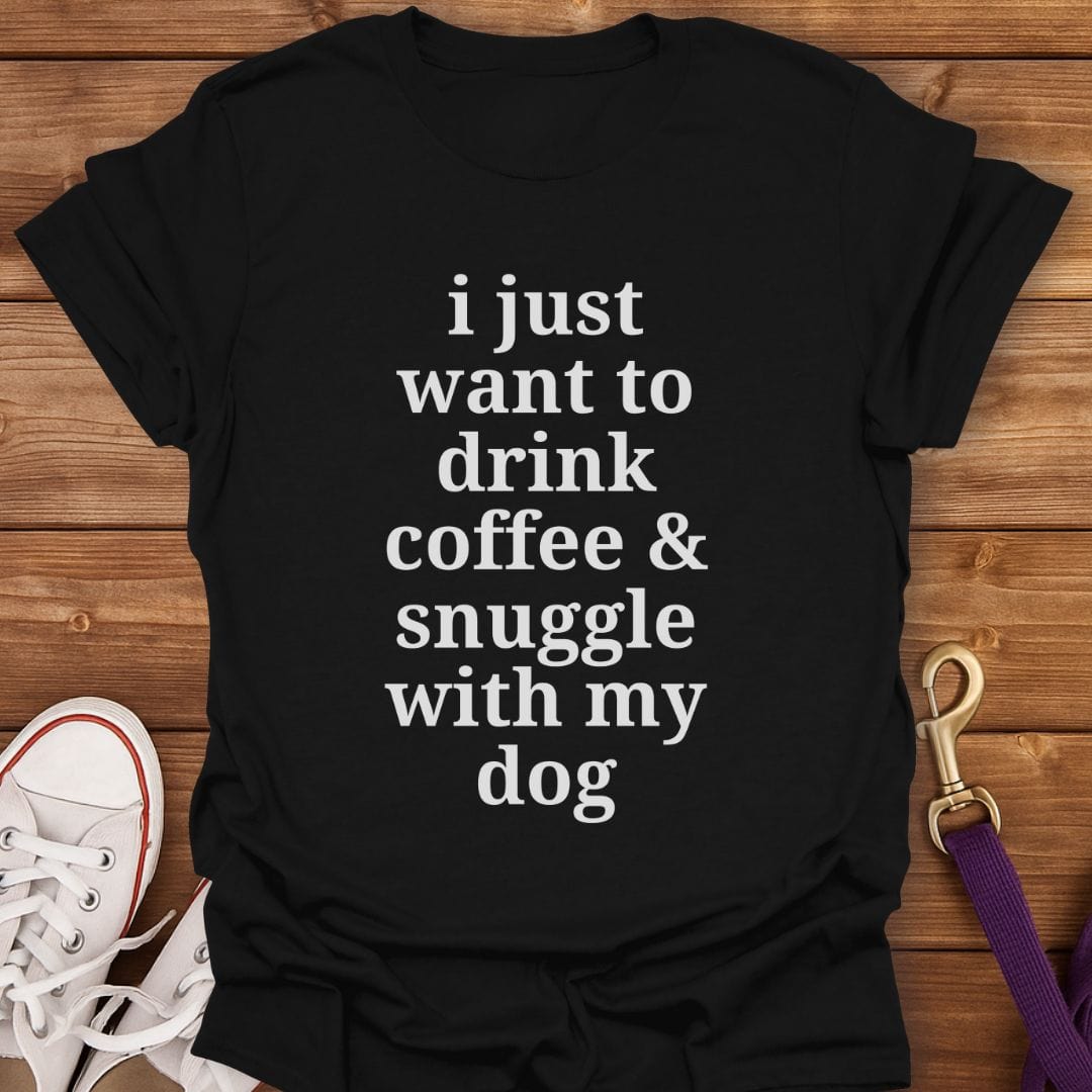 Snuggle Sips and Tail Wags T-Shirt Black / S