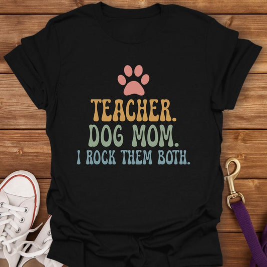 Teacher Dog Mom Rock Star T-Shirt Black / S