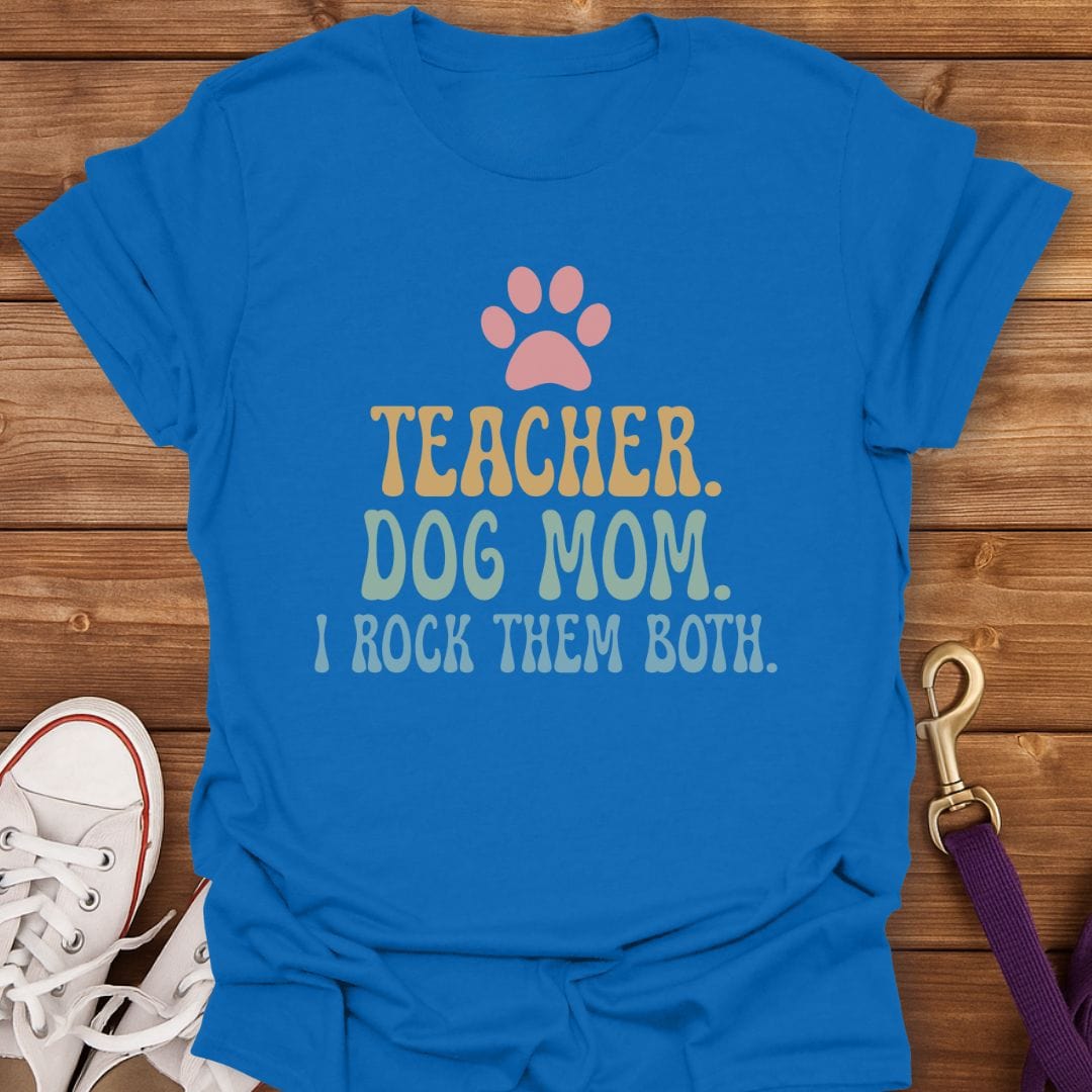 Teacher Dog Mom Rock Star T-Shirt Royal / S