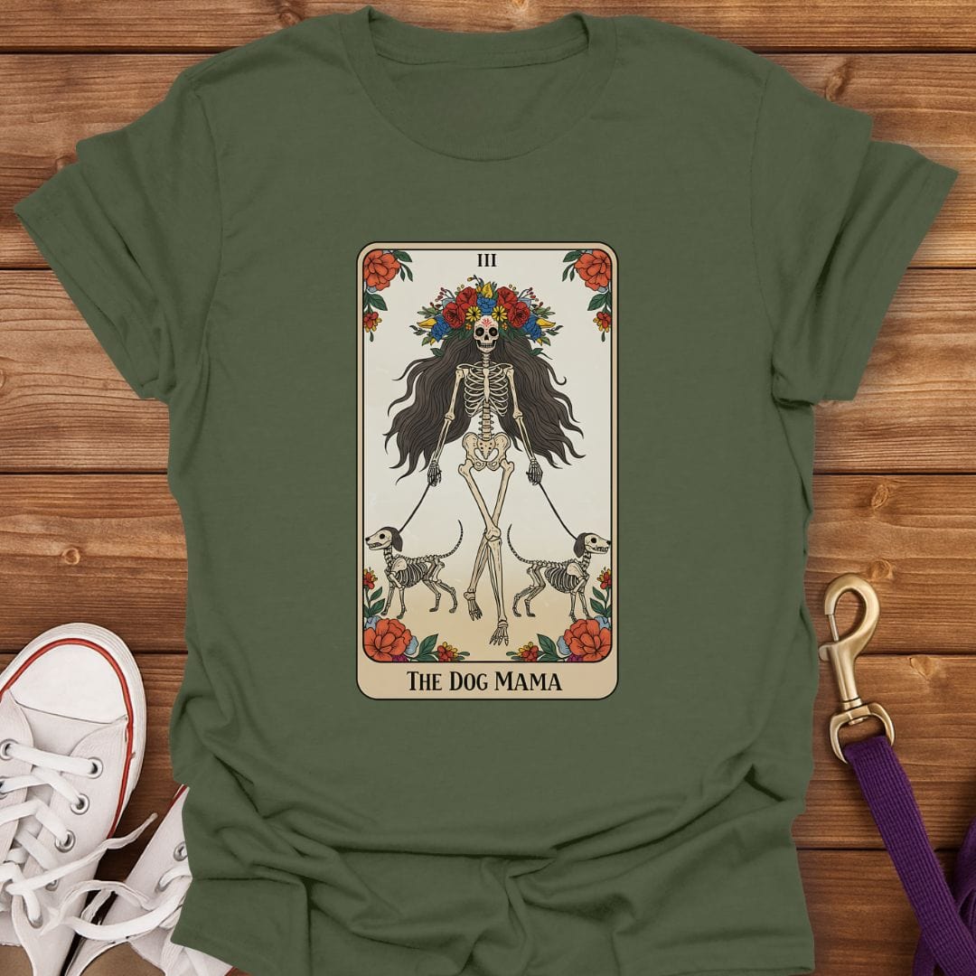 The Dog Mama Tarot T-Shirt Military Green / S
