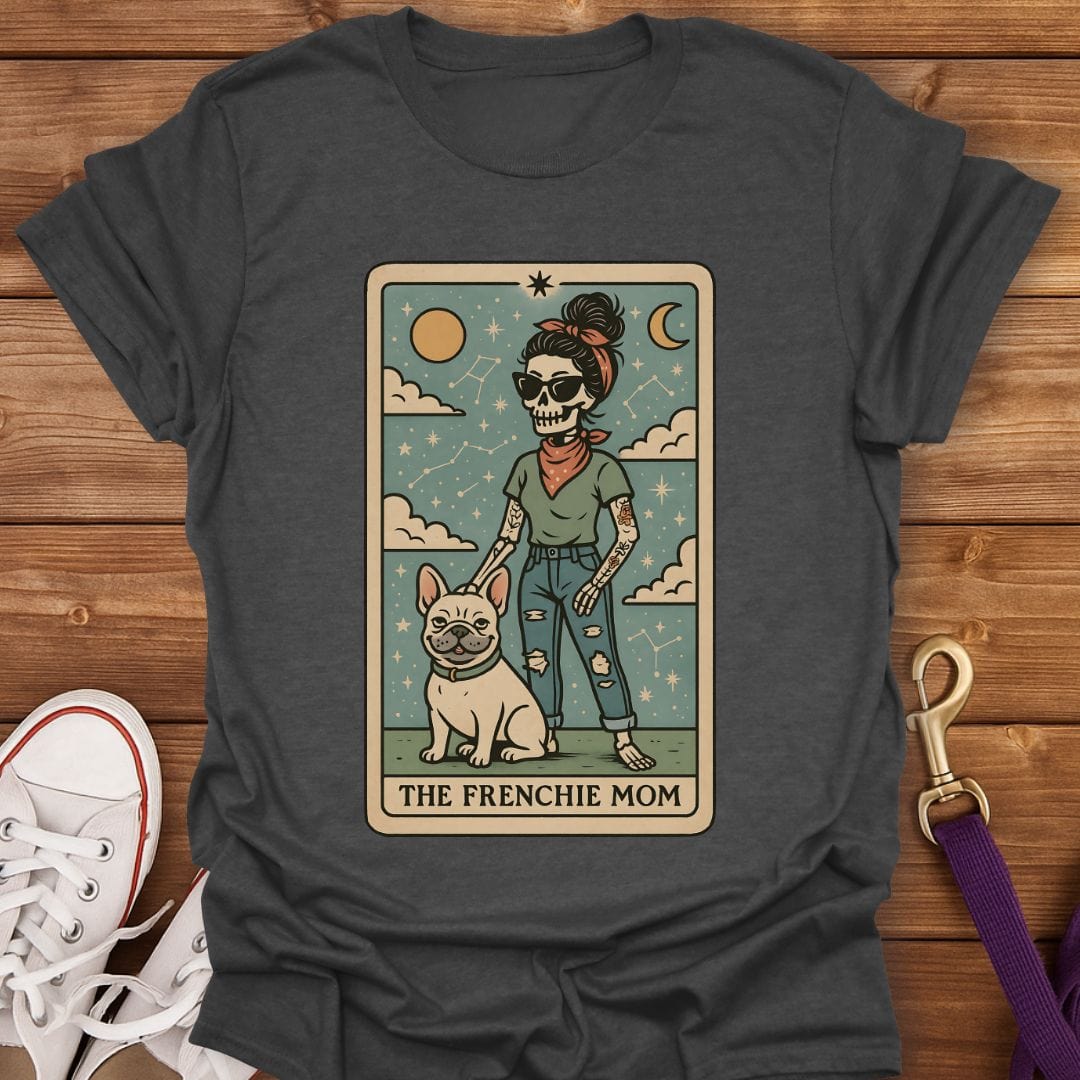 The Frenchie Mom Tarot T-Shirt Dark Heather / S
