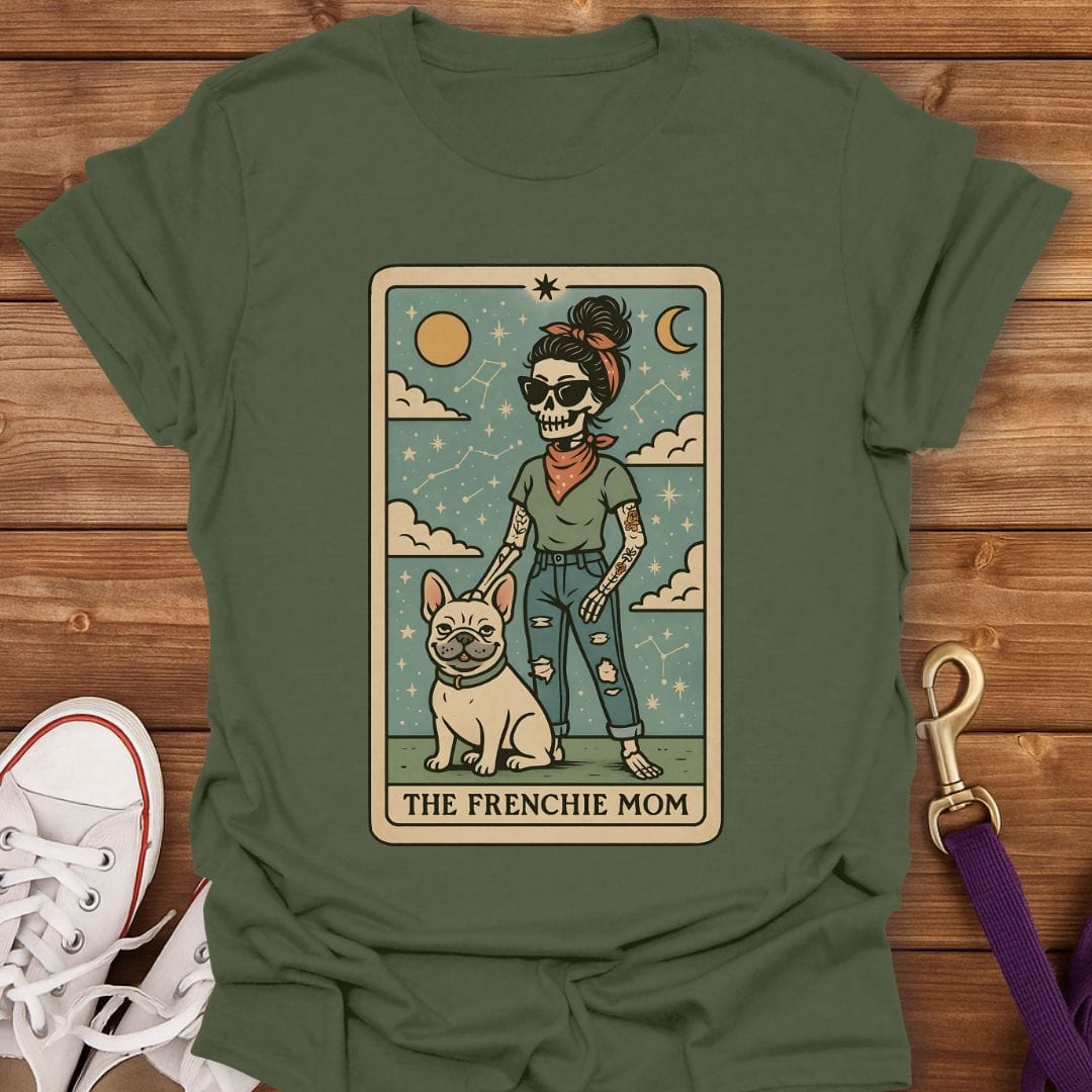The Frenchie Mom Tarot T-Shirt Military Green / S