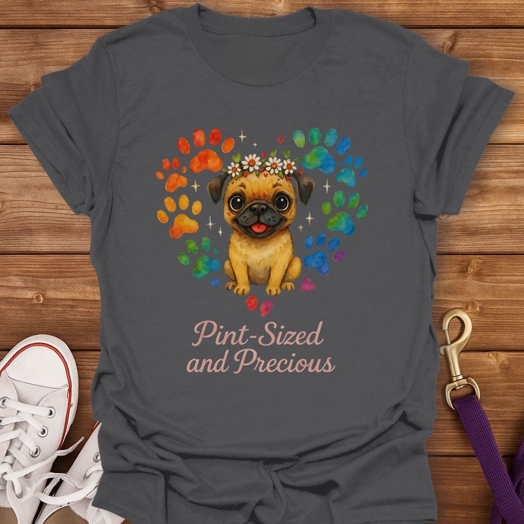 Tiny Pug Big Love T-Shirt Charcoal / S