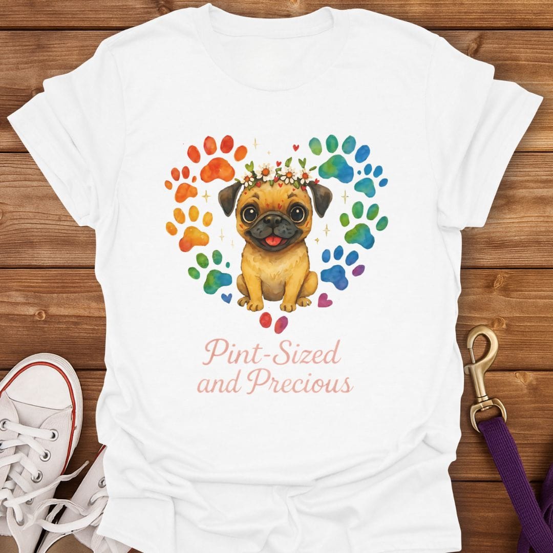 Tiny Pug Big Love T-Shirt White / S