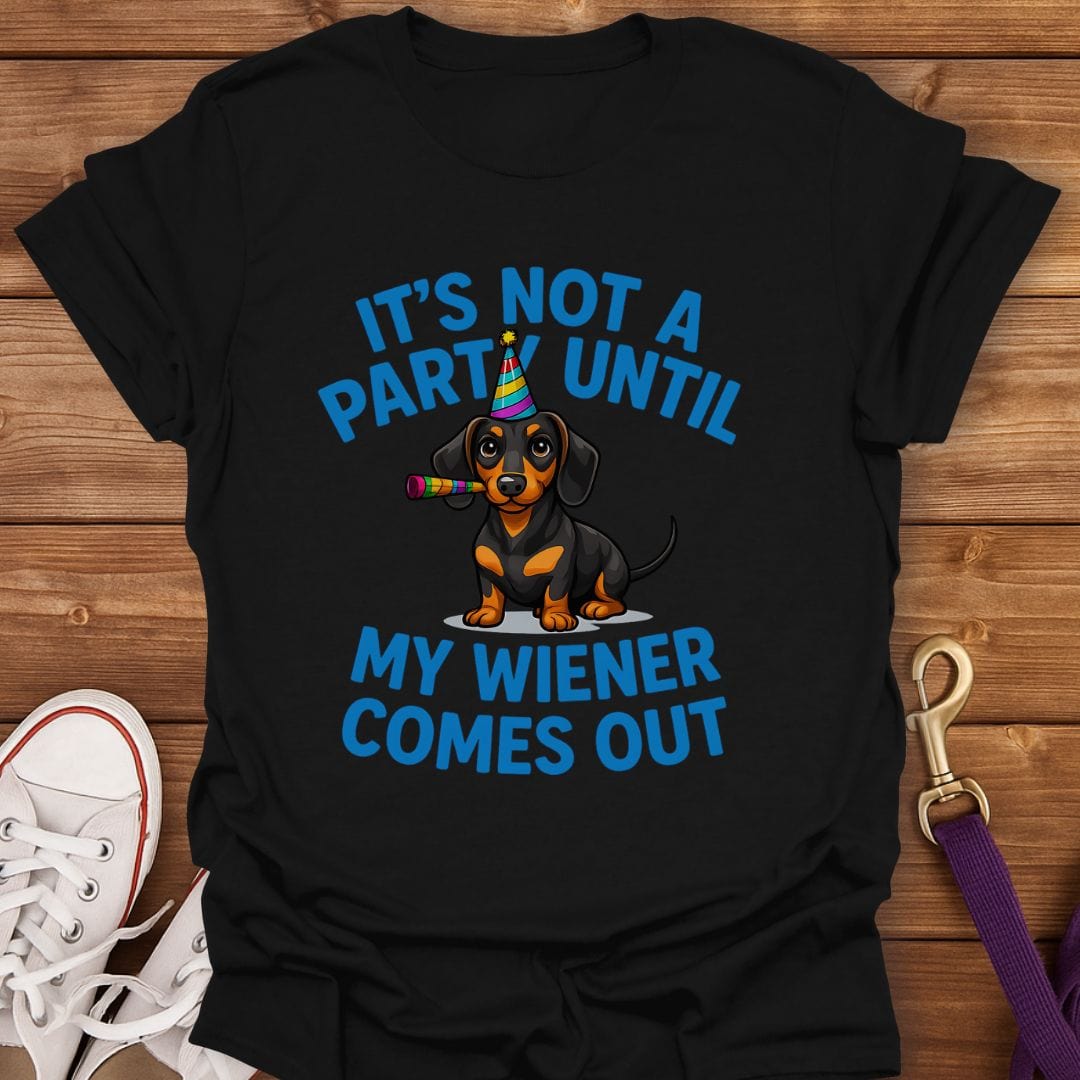 Wiener Dog Party Time T-Shirt Black / S