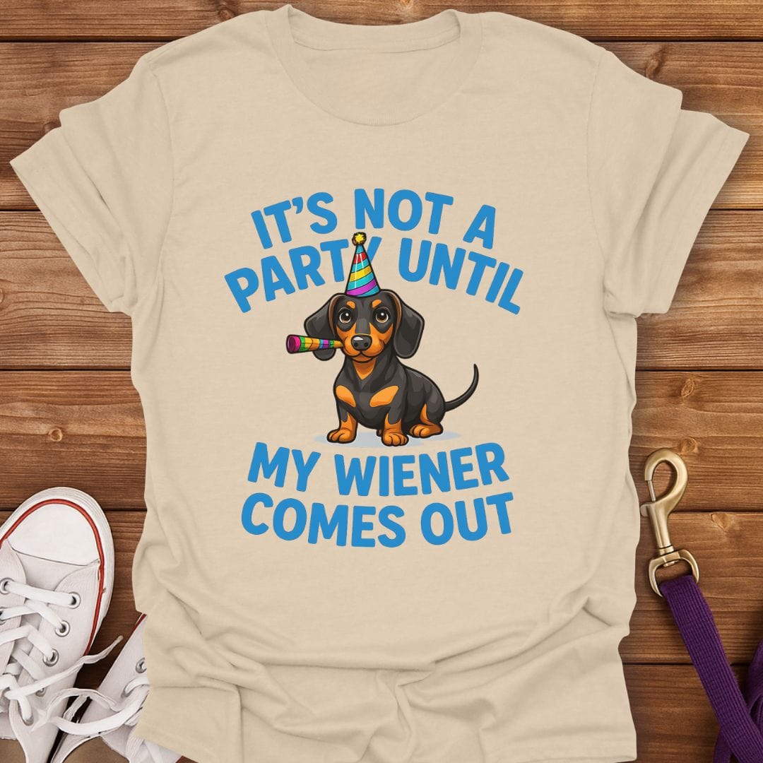 Wiener Dog Party Time T-Shirt Sand / S