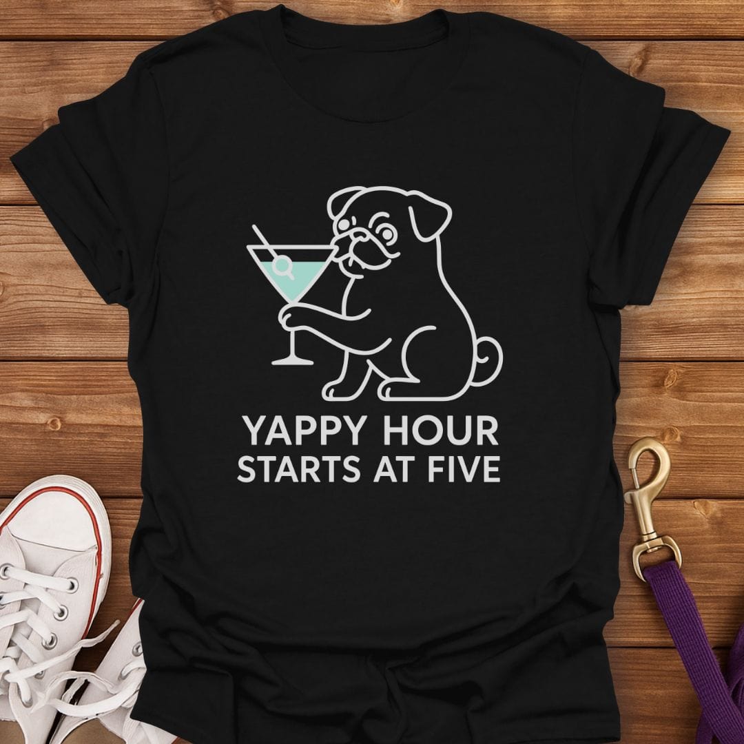 Yappy Hour Pug T-Shirt Black / S