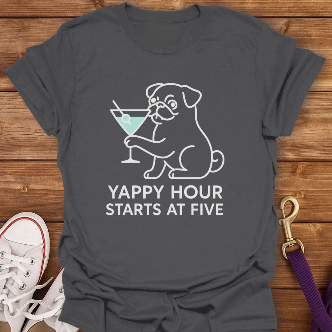 Yappy Hour Pug T-Shirt Charcoal / S