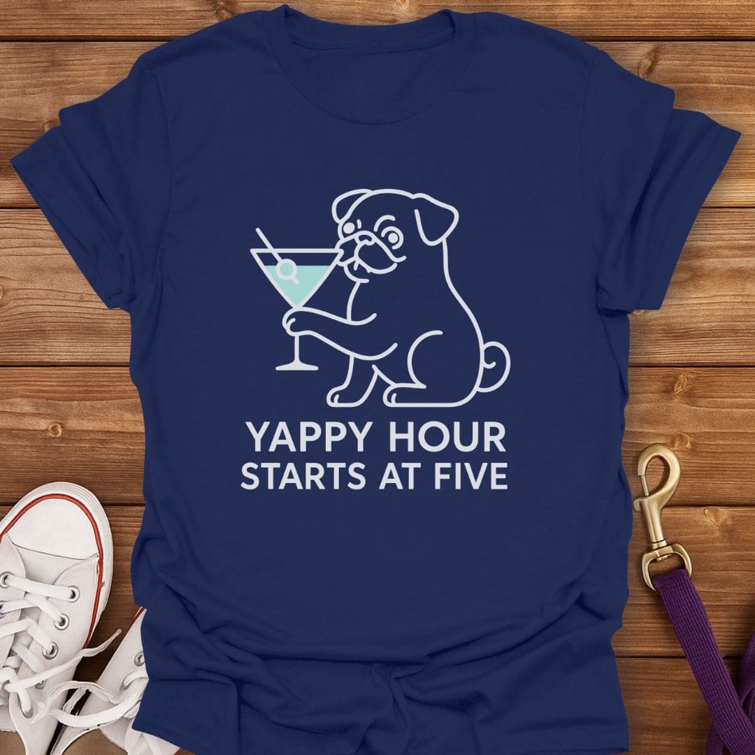 Yappy Hour Pug T-Shirt Navy / S