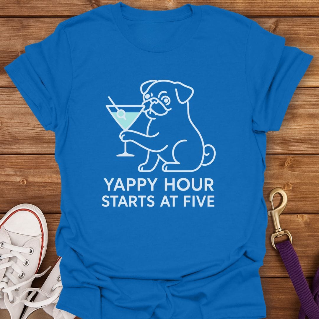 Yappy Hour Pug T-Shirt Royal / S