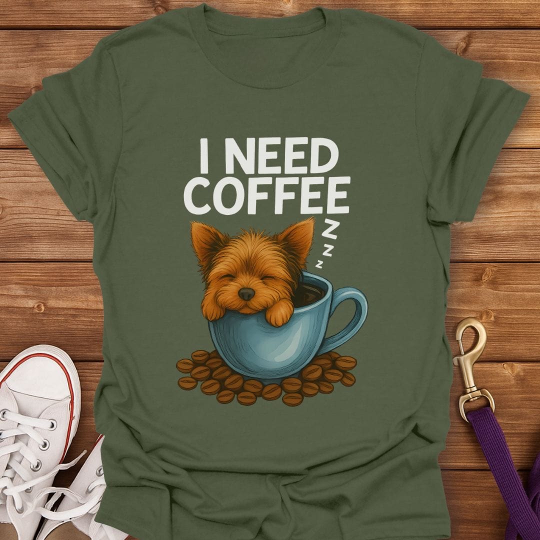Yorkie Coffee Break T-Shirt Military Green / S