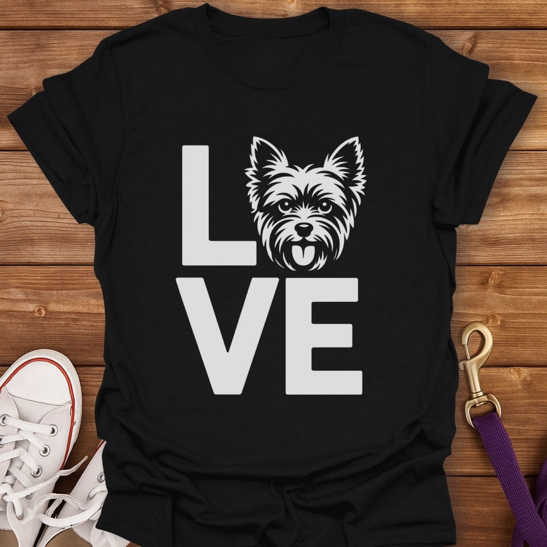 Yorkie Love Head Silhouette T-Shirt Black / S