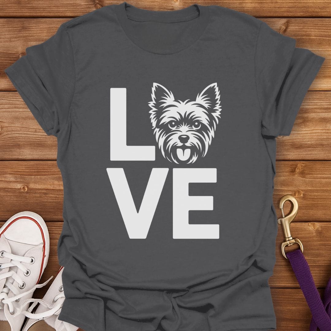 Yorkie Love Head Silhouette T-Shirt Charcoal / S