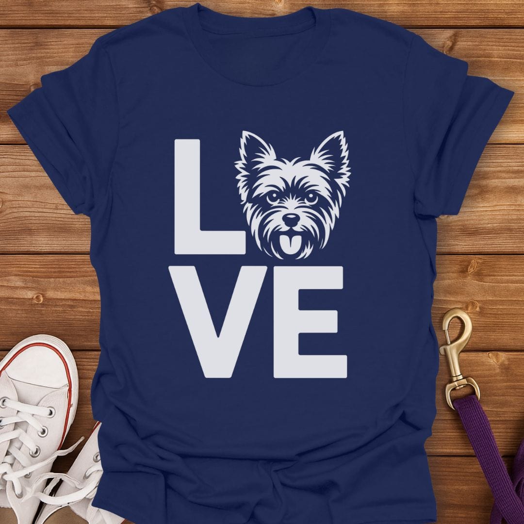 Yorkie Love Head Silhouette T-Shirt Navy / S