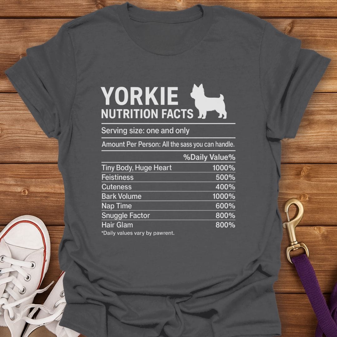 Yorkie Nutrition Facts T-Shirt Charcoal / S