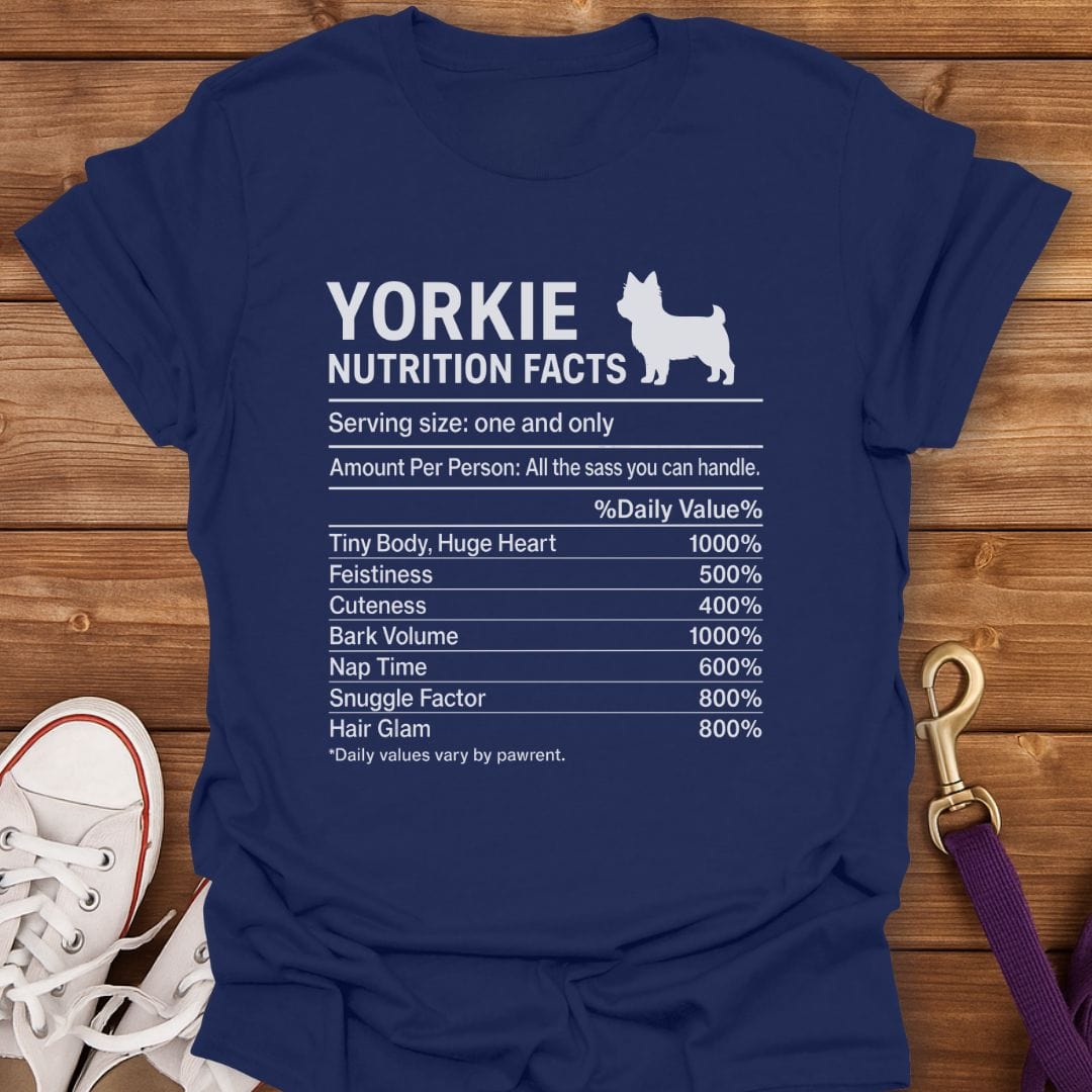Yorkie Nutrition Facts T-Shirt Navy / S