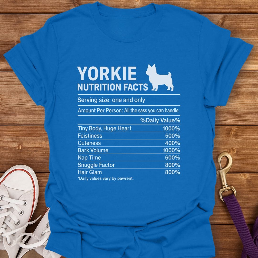 Yorkie Nutrition Facts T-Shirt Royal / S